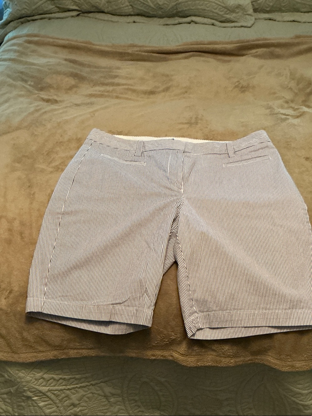 Lands' End Blue & White Pinstripe Bermuda Shorts